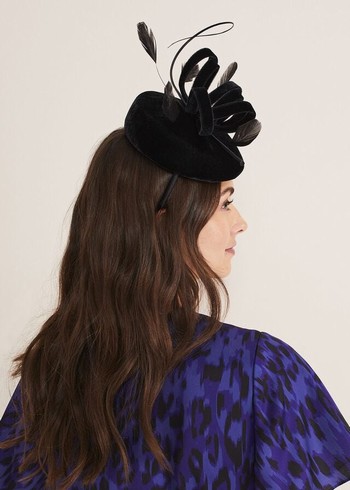 Phase Eight Velvet Pillbox Fascinator Hats Black Australia | NJ9421578